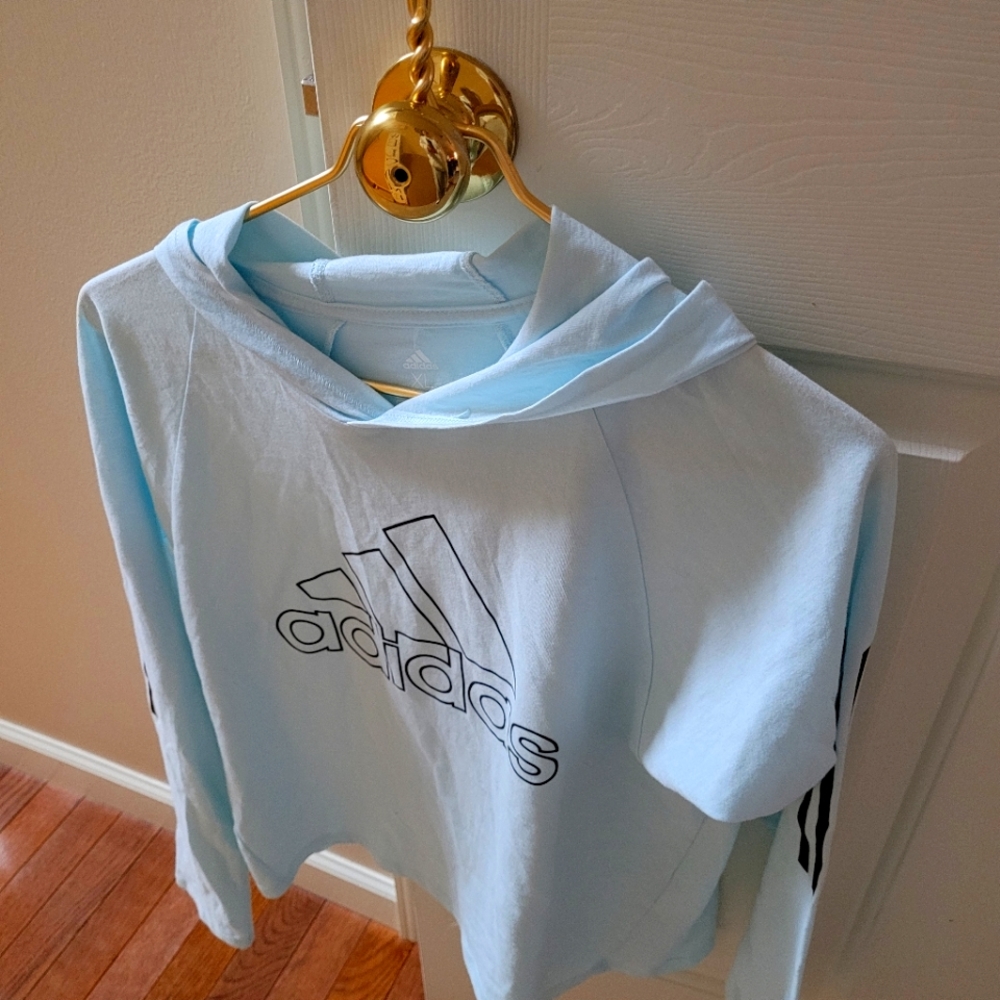NWOT Light Aqua Adidas Girls Hoodie, XL(14-16).